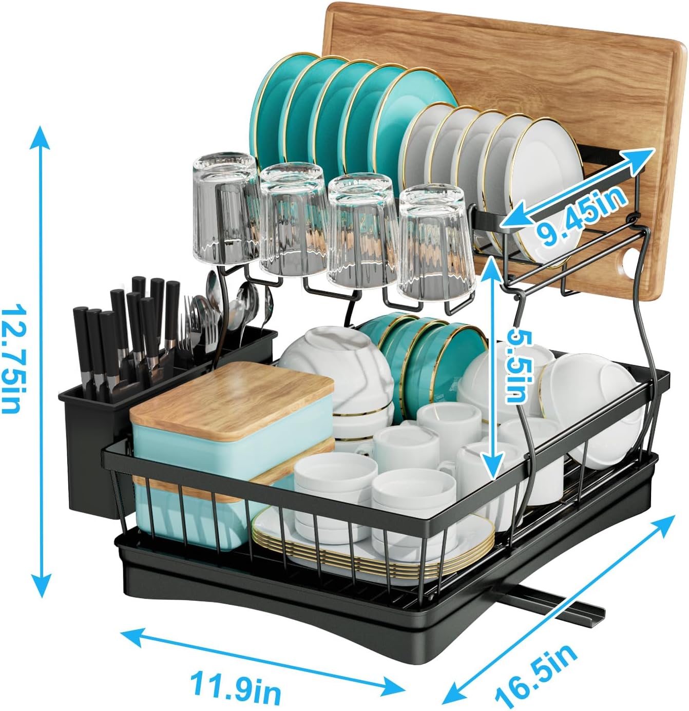 Large Two Tier Dish Drying Rack